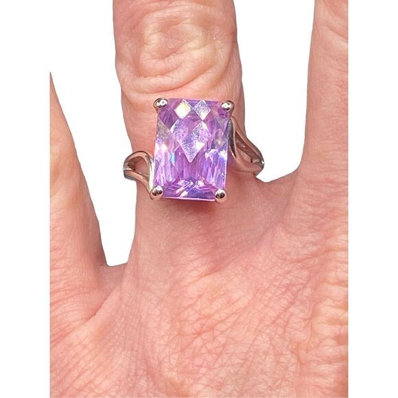 Premier Design Cushion Cut emerald shape Amethyst Ring in sterling silver 925 si - Picture 3 of 9